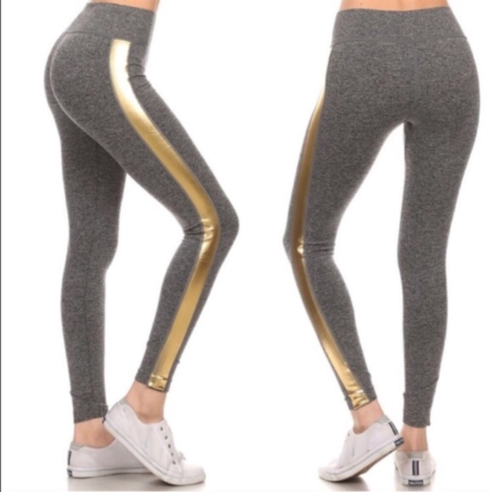 METALLIC GOLD TRIM LEGGINGS